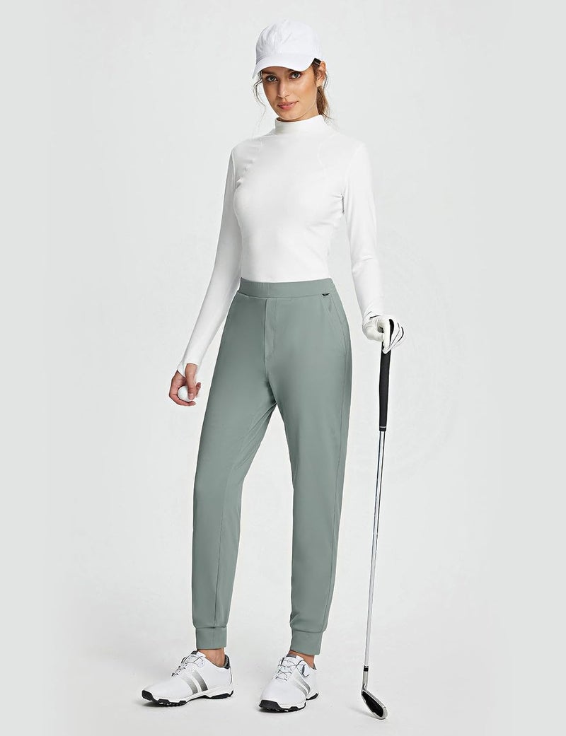 Baleaf Women's Fleece Lined Pants Joggers Water Resistant Zipper Pockets Winter Thermal Golf Pants Cold Weather Gear - Image 4
